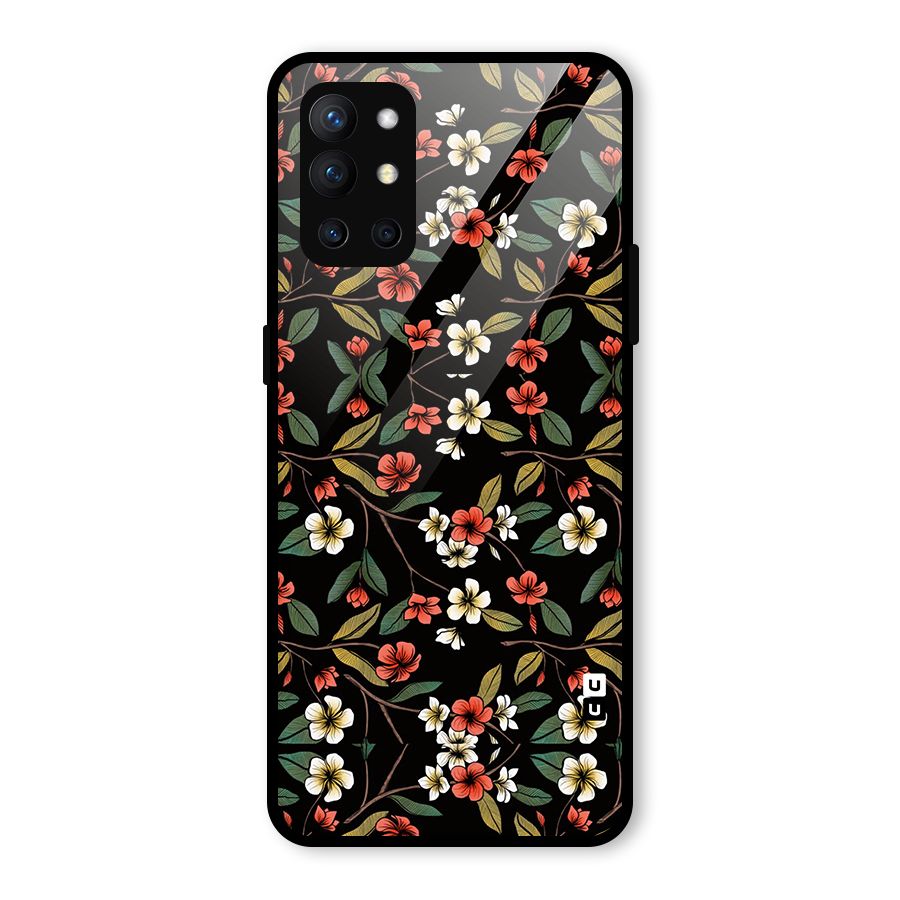 Decorative Florals Pattern Glass Back Case for OnePlus 9R