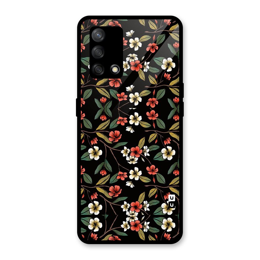 Decorative Florals Pattern Glass Back Case for Oppo F19