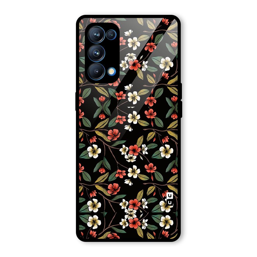 Decorative Florals Pattern Glass Back Case for Oppo Reno5 Pro 5G