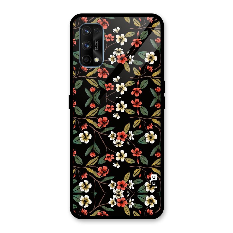 Decorative Florals Pattern Glass Back Case for Realme 7 Pro