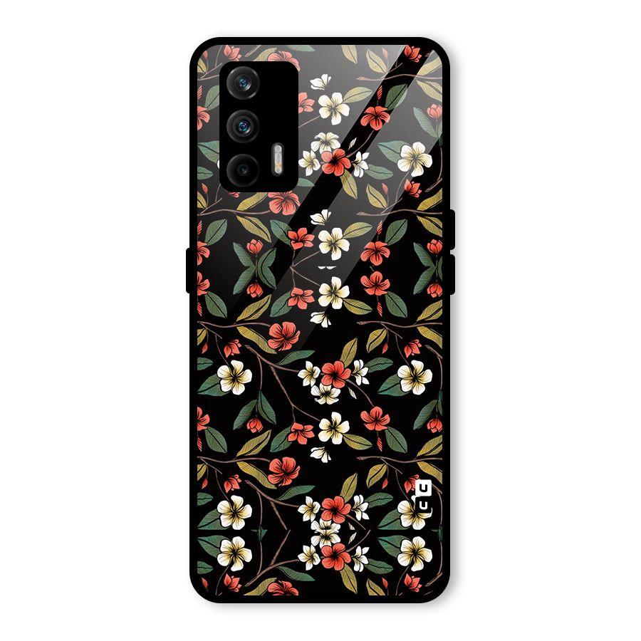 Decorative Florals Pattern Glass Back Case for Realme GT 5G