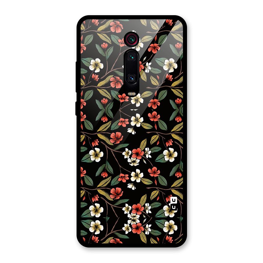 Decorative Florals Pattern Glass Back Case for Redmi K20 Pro