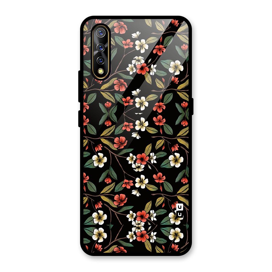 Decorative Florals Pattern Glass Back Case for Vivo S1