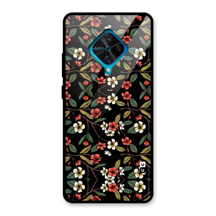 Decorative Florals Pattern Glass Back Case for Vivo S1 Pro