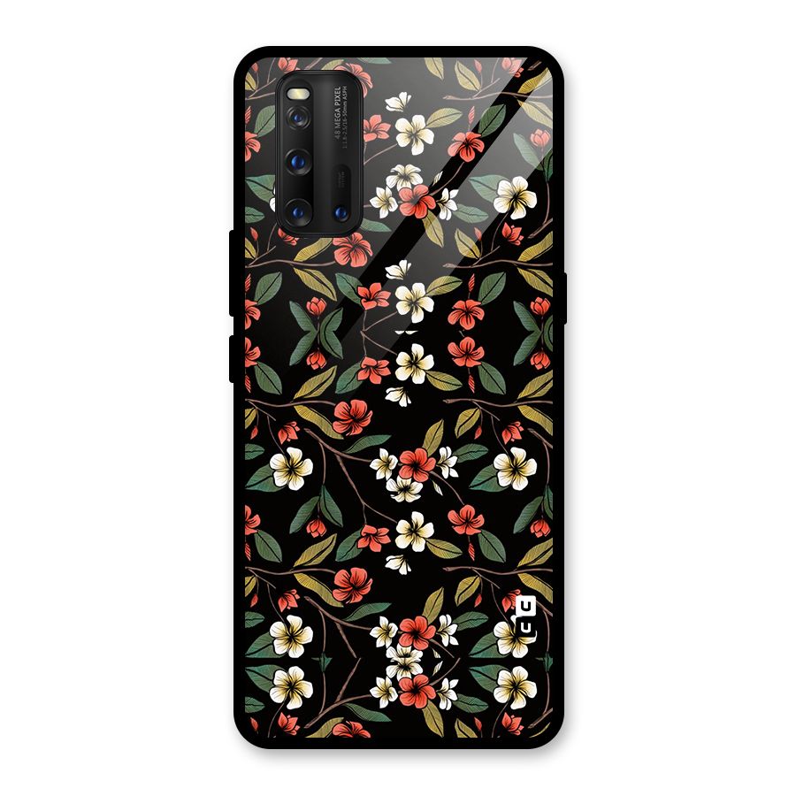 Decorative Florals Pattern Glass Back Case for Vivo iQOO 3