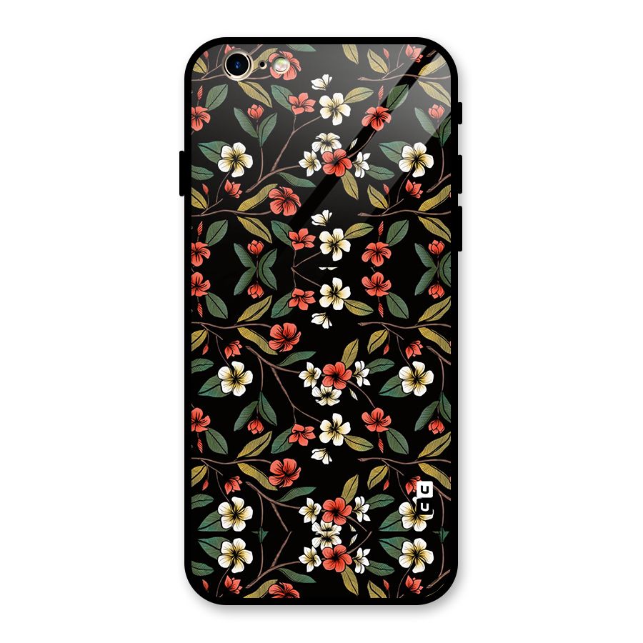 Decorative Florals Pattern Glass Back Case for iPhone 6 6S