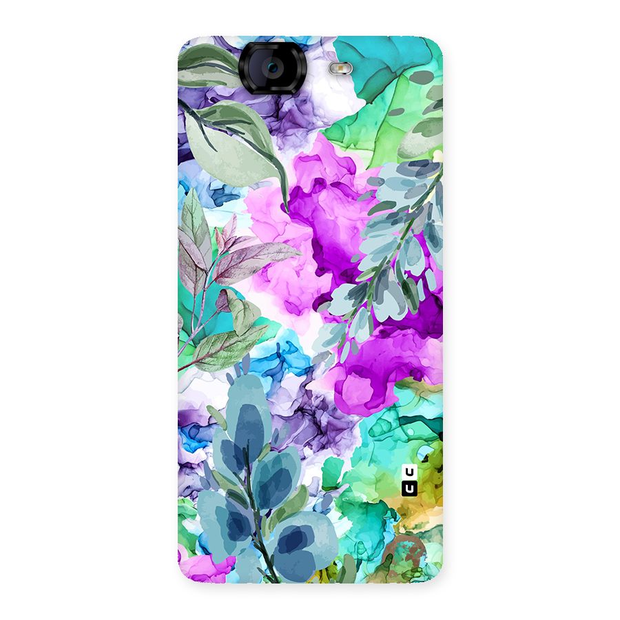 Decorative Florals Printed Back Case for Canvas Knight A350