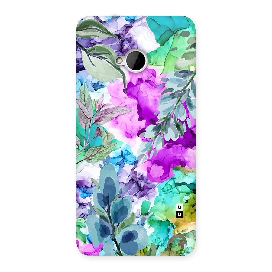 Decorative Florals Printed Back Case for HTC One M7