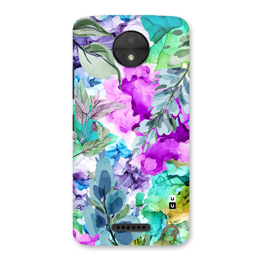 Decorative Florals Printed Back Case for Moto C