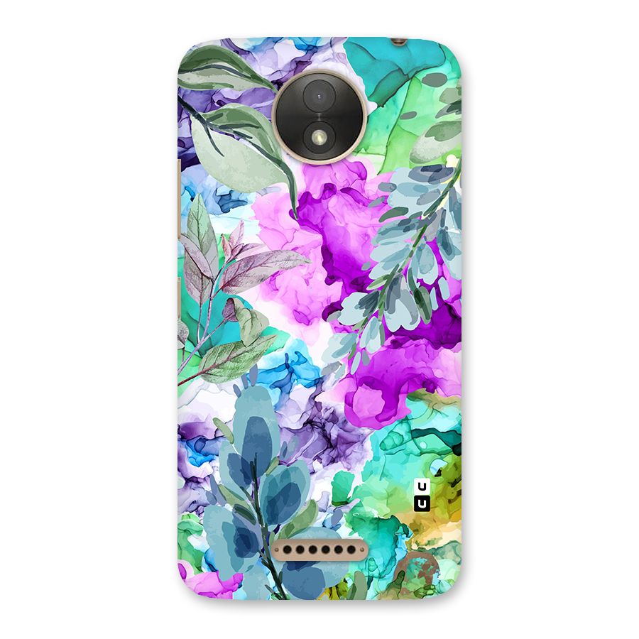 Decorative Florals Printed Back Case for Moto C Plus