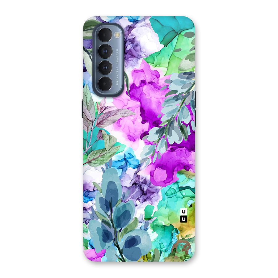 Decorative Florals Printed Back Case for Oppo Reno4 Pro