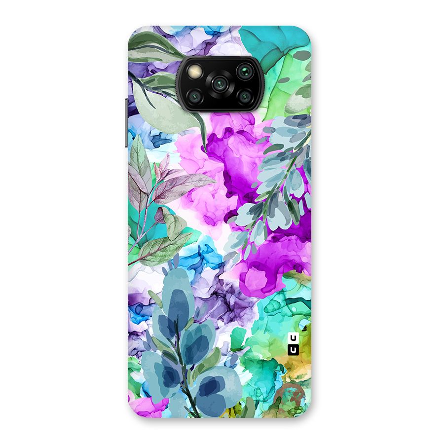 Decorative Florals Printed Glass Back Case for Poco X3