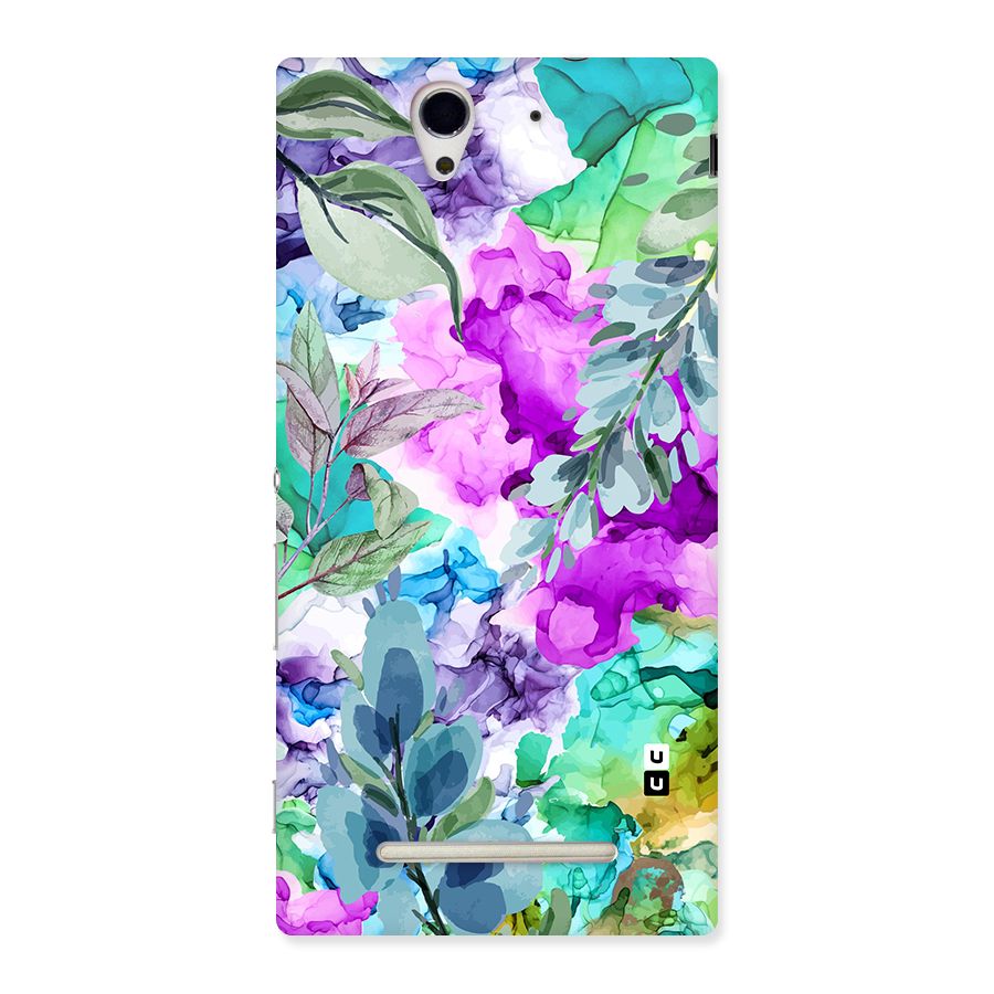 Decorative Florals Printed Back Case for Sony Xperia C3