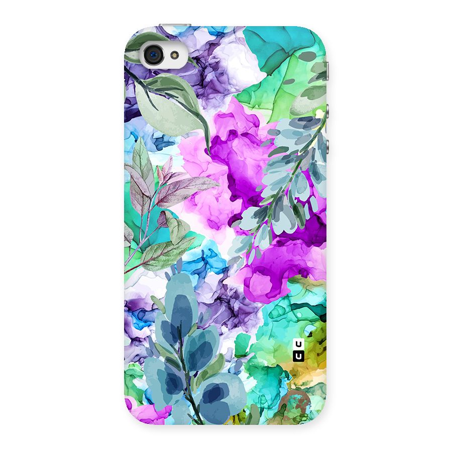 Decorative Florals Printed Back Case for iPhone 4 4s