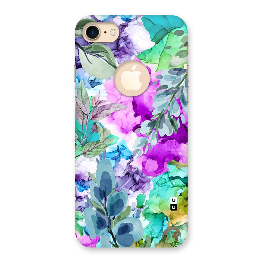 Decorative Florals Printed Back Case for iPhone 8 Logo Cut