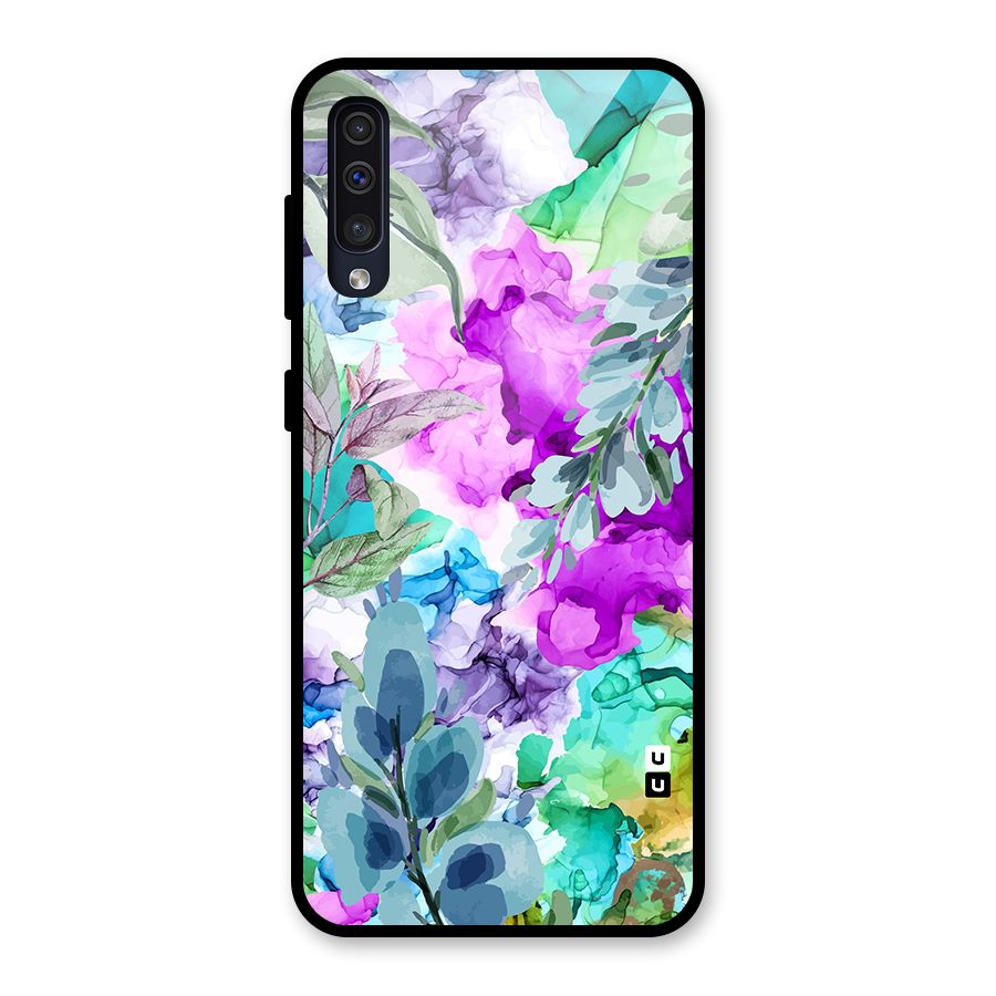 Decorative Florals Printed Glass Back Case for Galaxy A30s