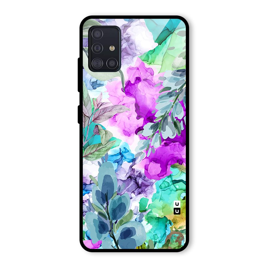 Decorative Florals Printed Glass Back Case for Galaxy A51