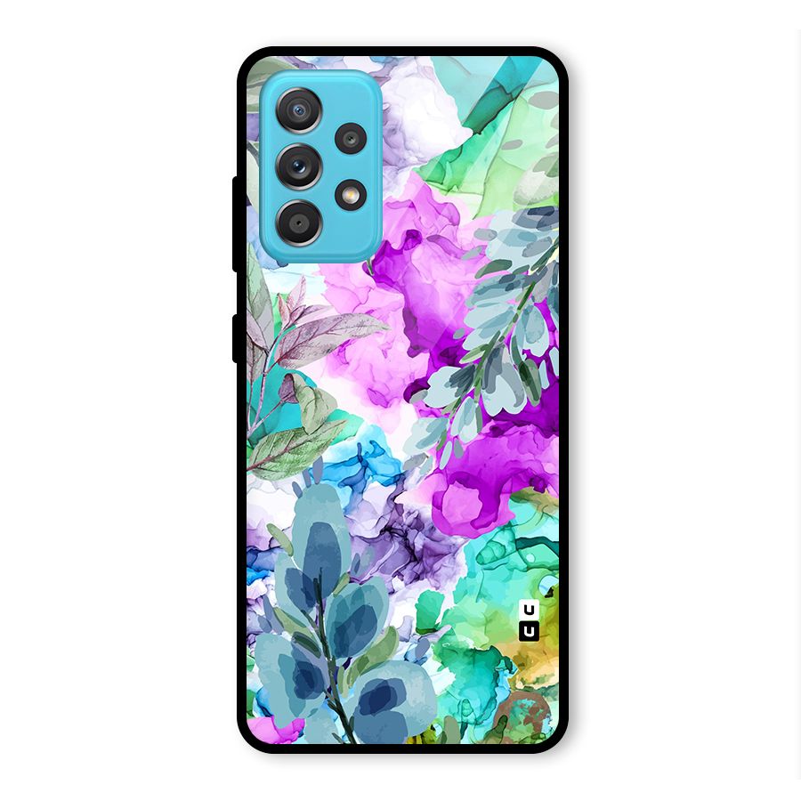Decorative Florals Printed Glass Back Case for Galaxy A52