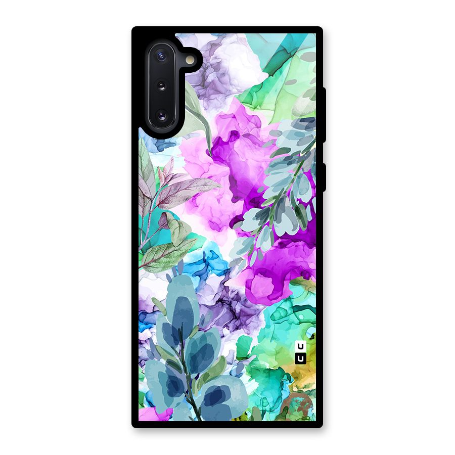 Decorative Florals Printed Glass Back Case for Galaxy Note 10