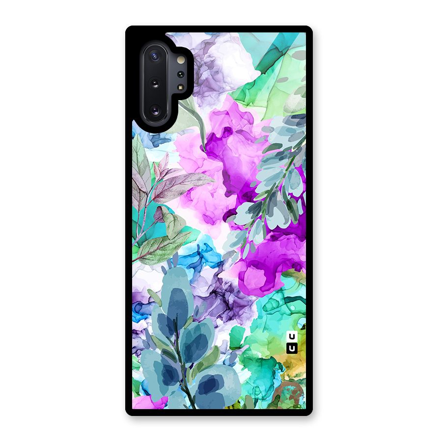 Decorative Florals Printed Glass Back Case for Galaxy Note 10 Plus