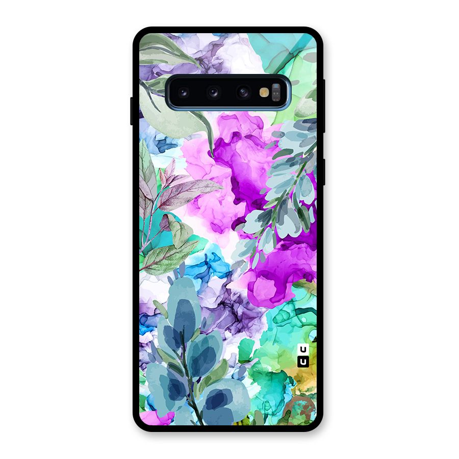 Decorative Florals Printed Glass Back Case for Galaxy S10