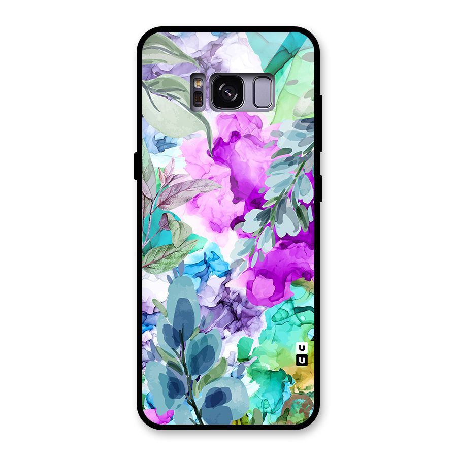 Decorative Florals Printed Glass Back Case for Galaxy S8