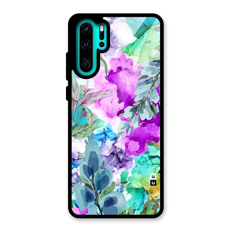 Decorative Florals Printed Glass Back Case for Huawei P30 Pro