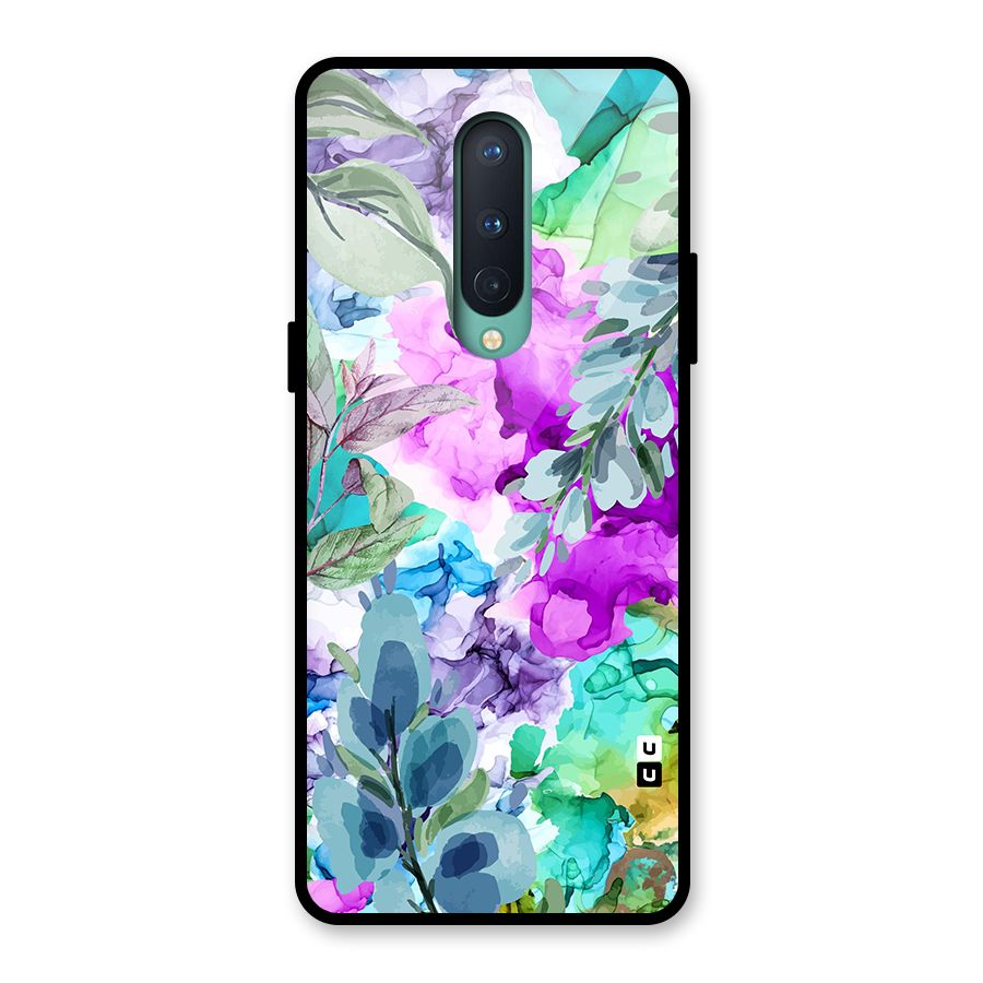 Decorative Florals Printed Glass Back Case for OnePlus 8