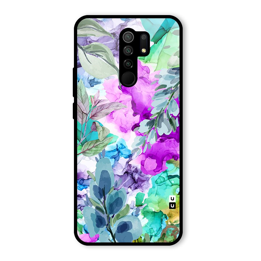 Decorative Florals Printed Glass Back Case for Poco M2