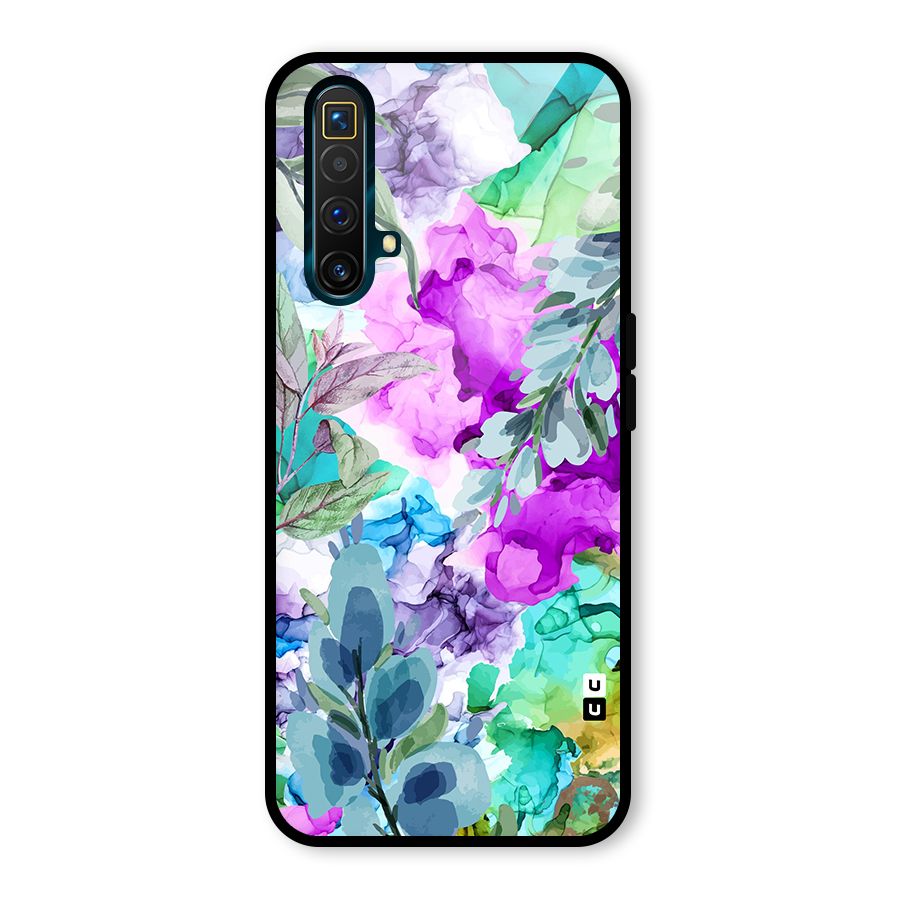 Decorative Florals Printed Glass Back Case for Realme X3 SuperZoom