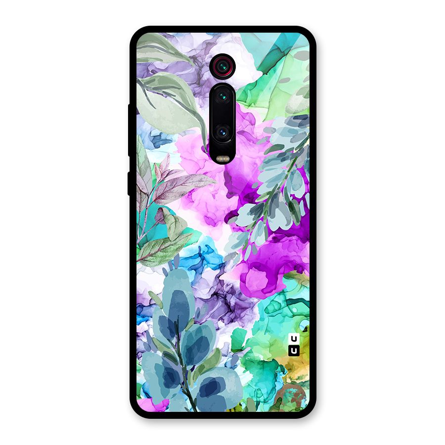 Decorative Florals Printed Glass Back Case for Redmi K20