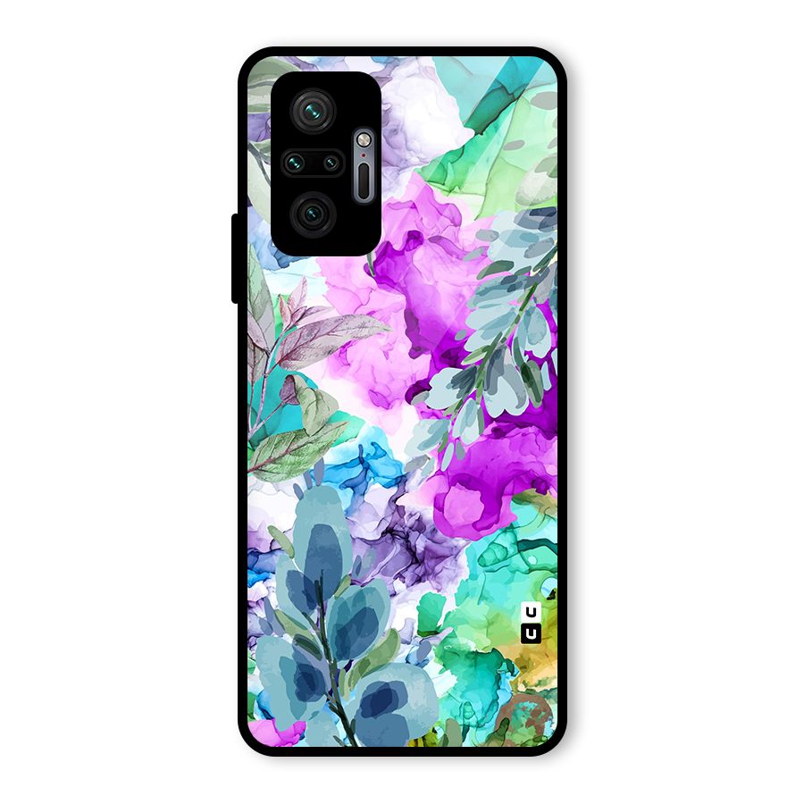 Decorative Florals Printed Glass Back Case for Redmi Note 10 Pro Max