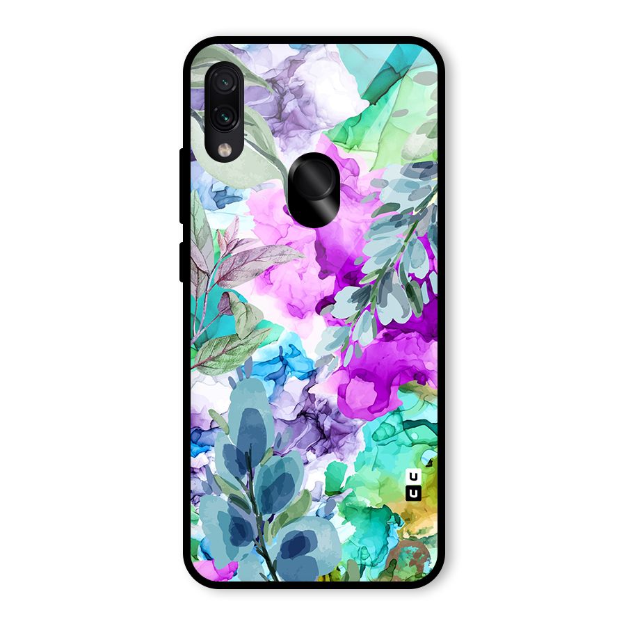 Decorative Florals Printed Glass Back Case for Redmi Note 7S
