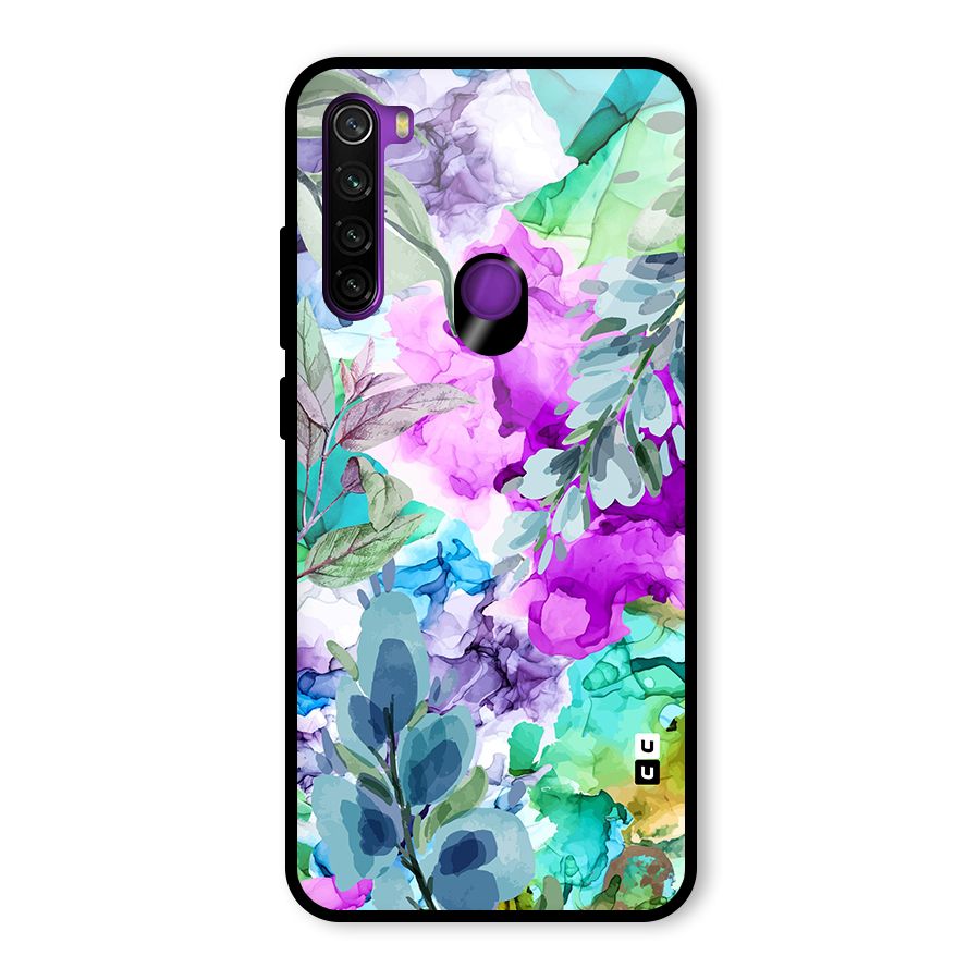 Decorative Florals Printed Glass Back Case for Redmi Note 8