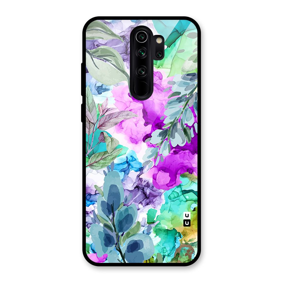 Decorative Florals Printed Glass Back Case for Redmi Note 8 Pro