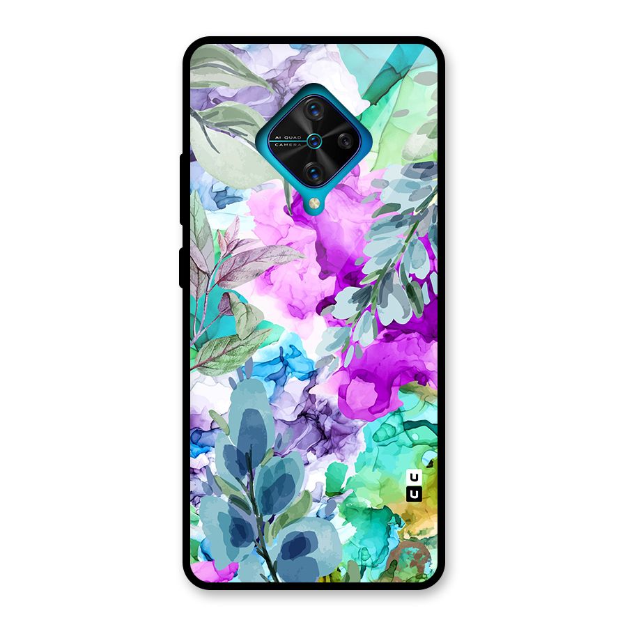 Decorative Florals Printed Glass Back Case for Vivo S1 Pro