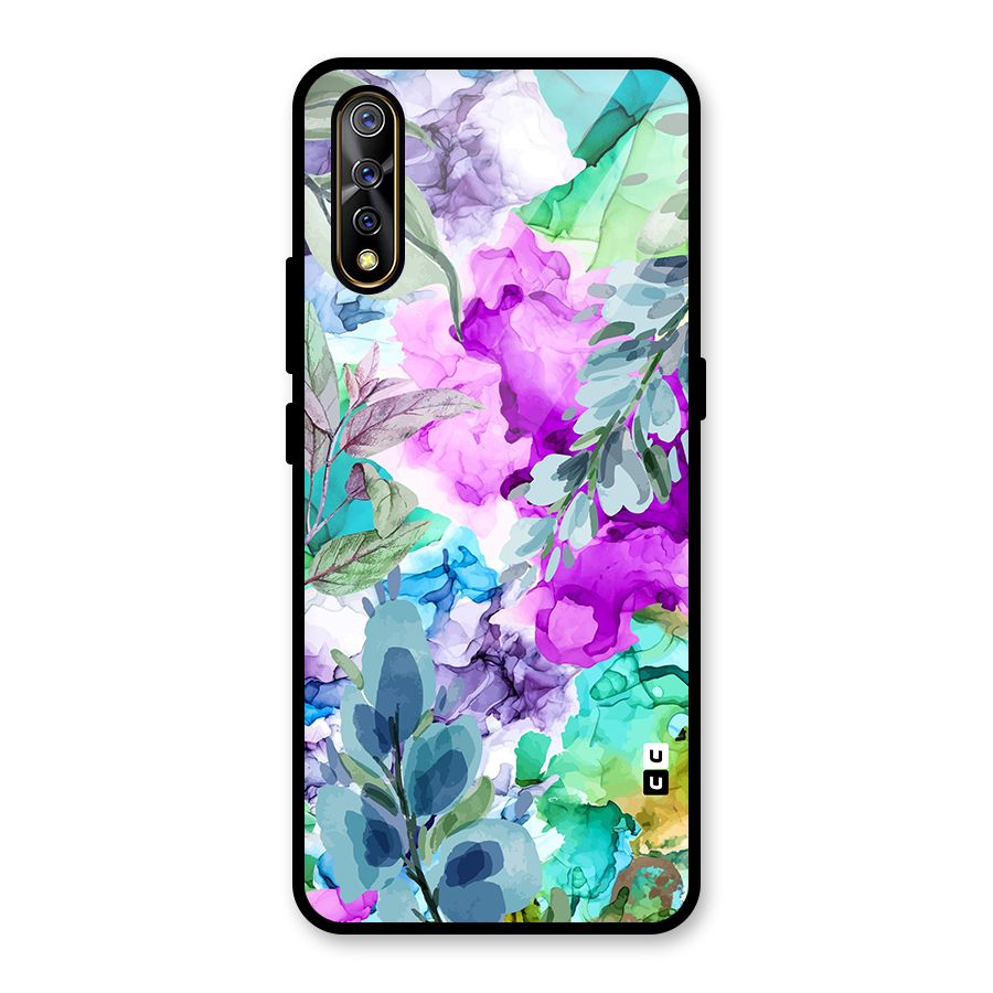 Decorative Florals Printed Glass Back Case for Vivo Z1x