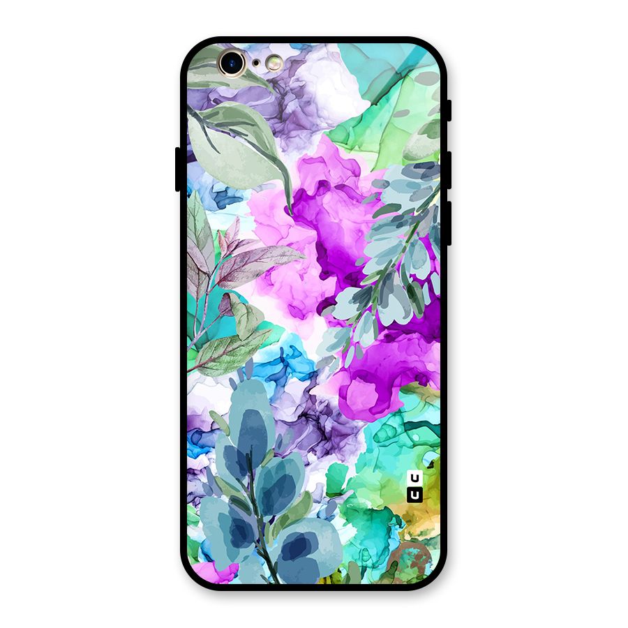 Decorative Florals Printed Glass Back Case for iPhone 6 6S