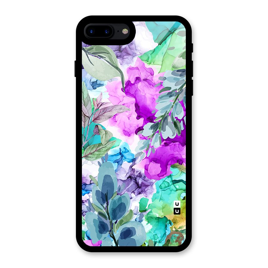 Decorative Florals Printed Glass Back Case for iPhone 7 Plus
