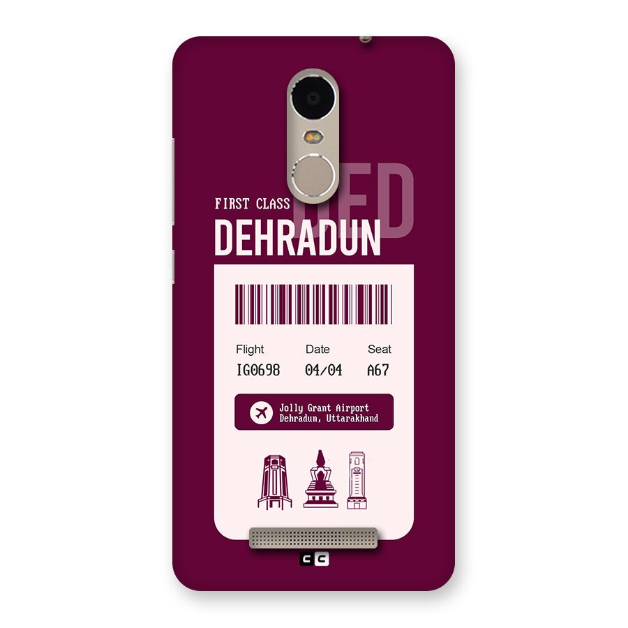 Dehradun Boarding Pass Back Case for Redmi Note 3