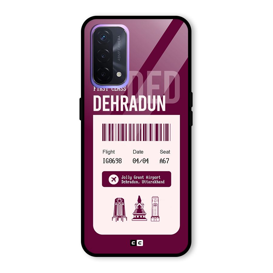 Dehradun Boarding Pass Glass Back Case for Oppo A74 5G