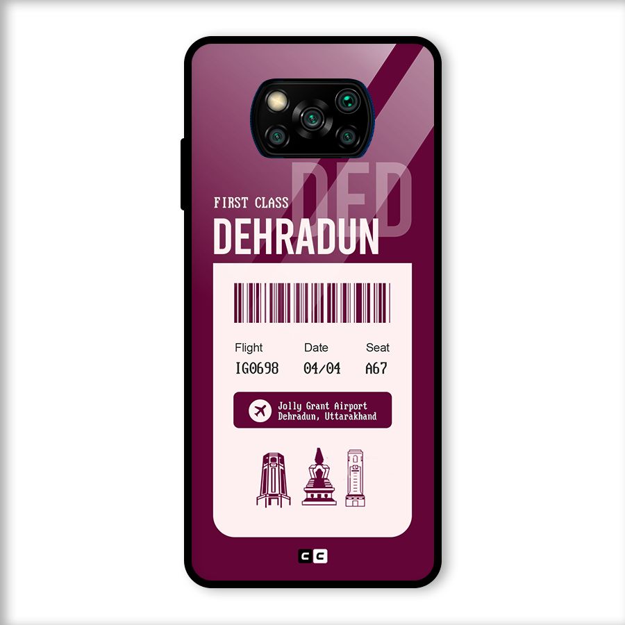 Dehradun Boarding Pass Glass Back Case for Poco X3