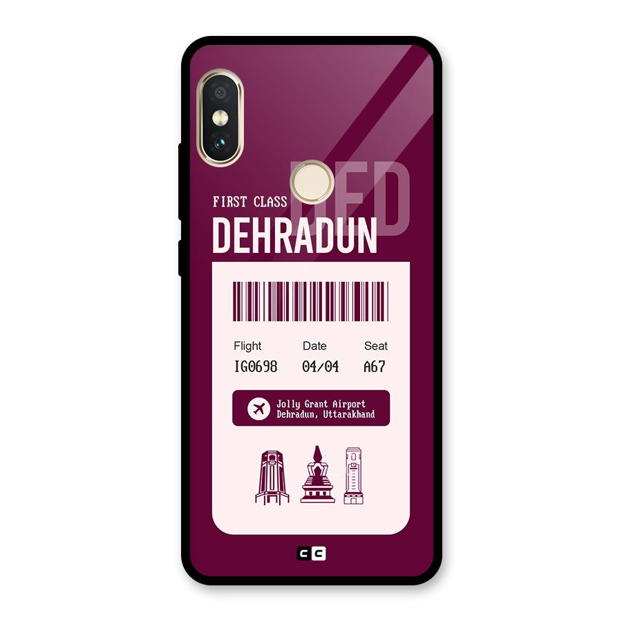 Dehradun Boarding Pass Glass Back Case for Redmi Note 5 Pro