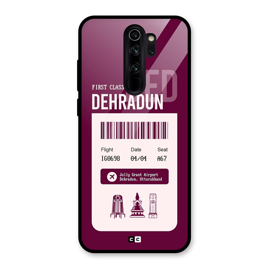 Dehradun Boarding Pass Glass Back Case for Redmi Note 8 Pro