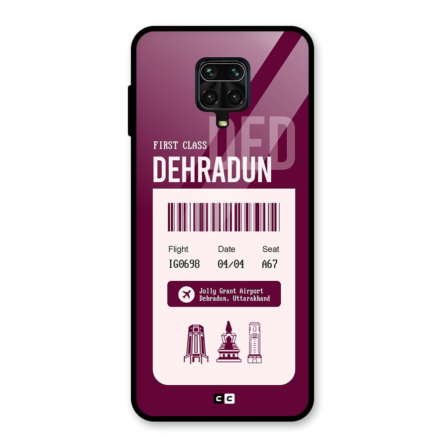 Dehradun Boarding Pass Glass Back Case for Redmi Note 9 Pro