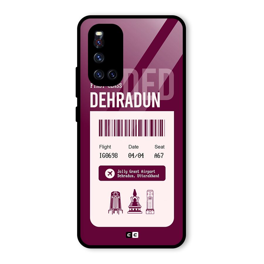 Dehradun Boarding Pass Glass Back Case for Vivo V19