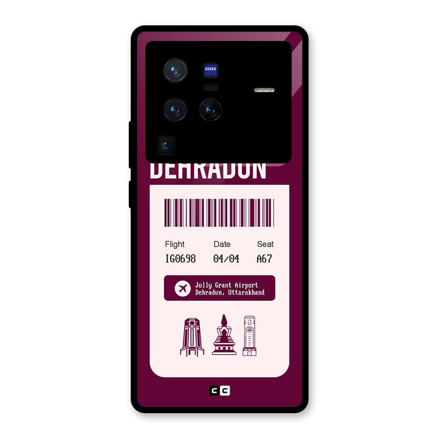 Dehradun Boarding Pass Glass Back Case for Vivo X80 Pro