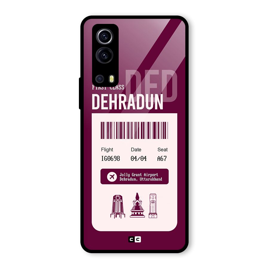 Dehradun Boarding Pass Glass Back Case for Vivo iQOO Z3