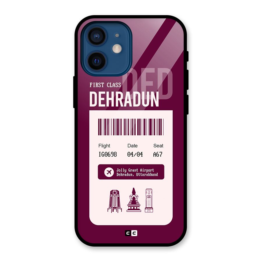 Dehradun Boarding Pass Glass Back Case for iPhone 12 Mini