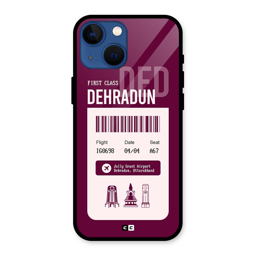 Dehradun Boarding Pass Glass Back Case for iPhone 13 Mini
